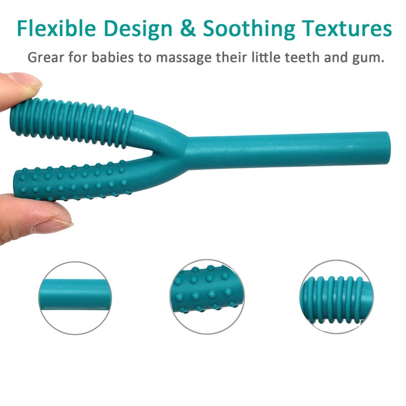SunCore Direct Teether Tubes for Babies 3-6 Months, 3 Pack Silicone Hollow Chew Tube Toy for Autistic Children, Y Shape Chewable Straw Baby Teether Toys for Infants Autism with Teething Nursing Biting Chewing - Image 4